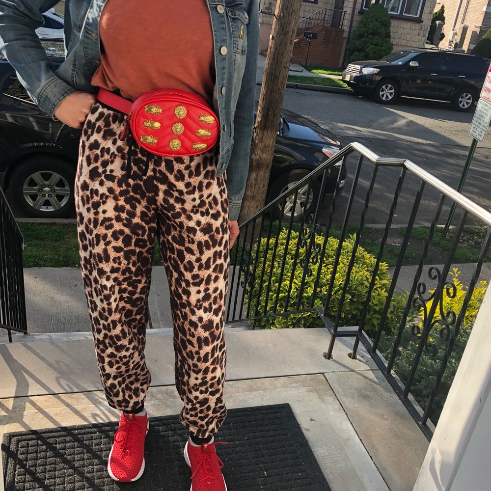 SOLD NWOT Red cross body bag w/ gold appliqué